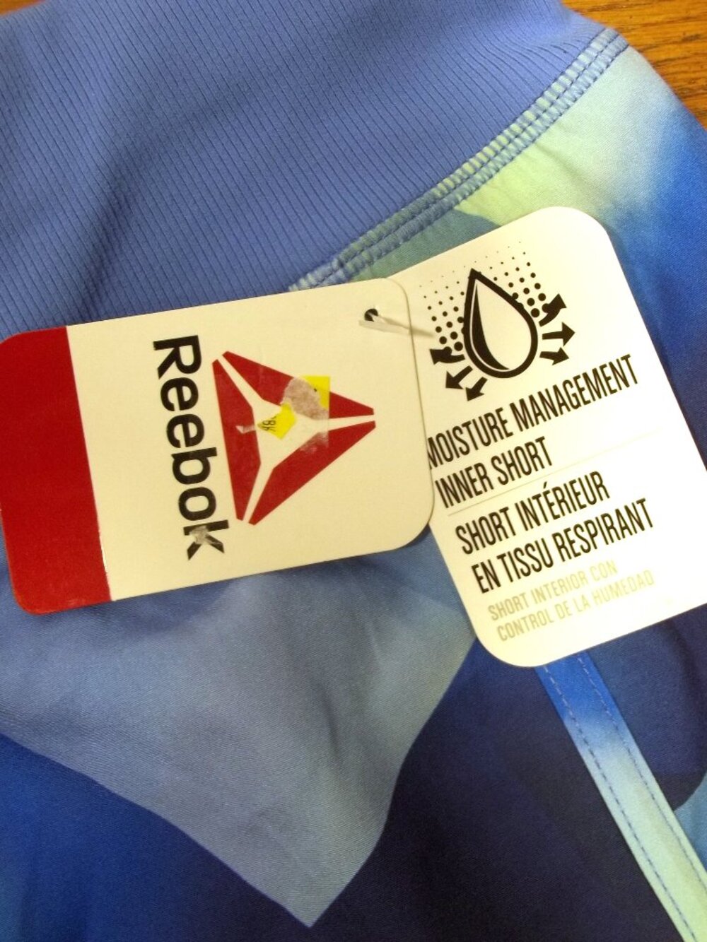 Reebok Slim Shorts Womens Plus Size XXXL Athletic Inner Short Geometric Blue NWT - Picture 6 of 6